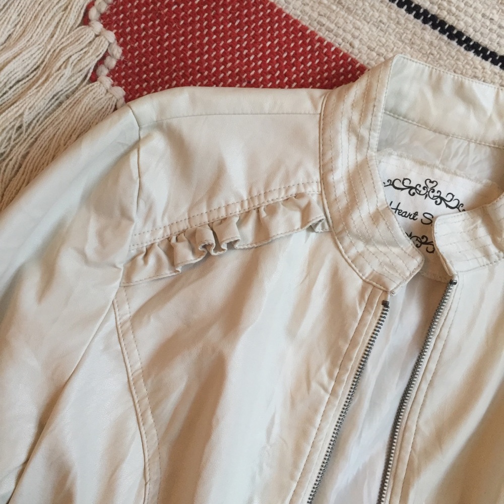 Cream Faux Leather Jacket